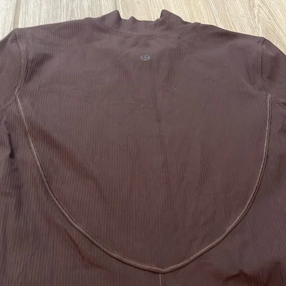 Lululemon All Aligned Ribbed Short-Sleeve Dress Espresso Sz 6 - Picture 8 of 9